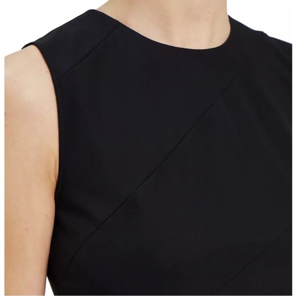 THEORY Diagonal Drape Dress Black Sleeveless Back Zip LBD Sz 8 NEW - Picture 4 of 14